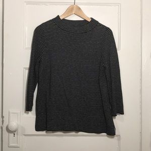 LOFT Black White STRIPED POLO NECK Sweater S